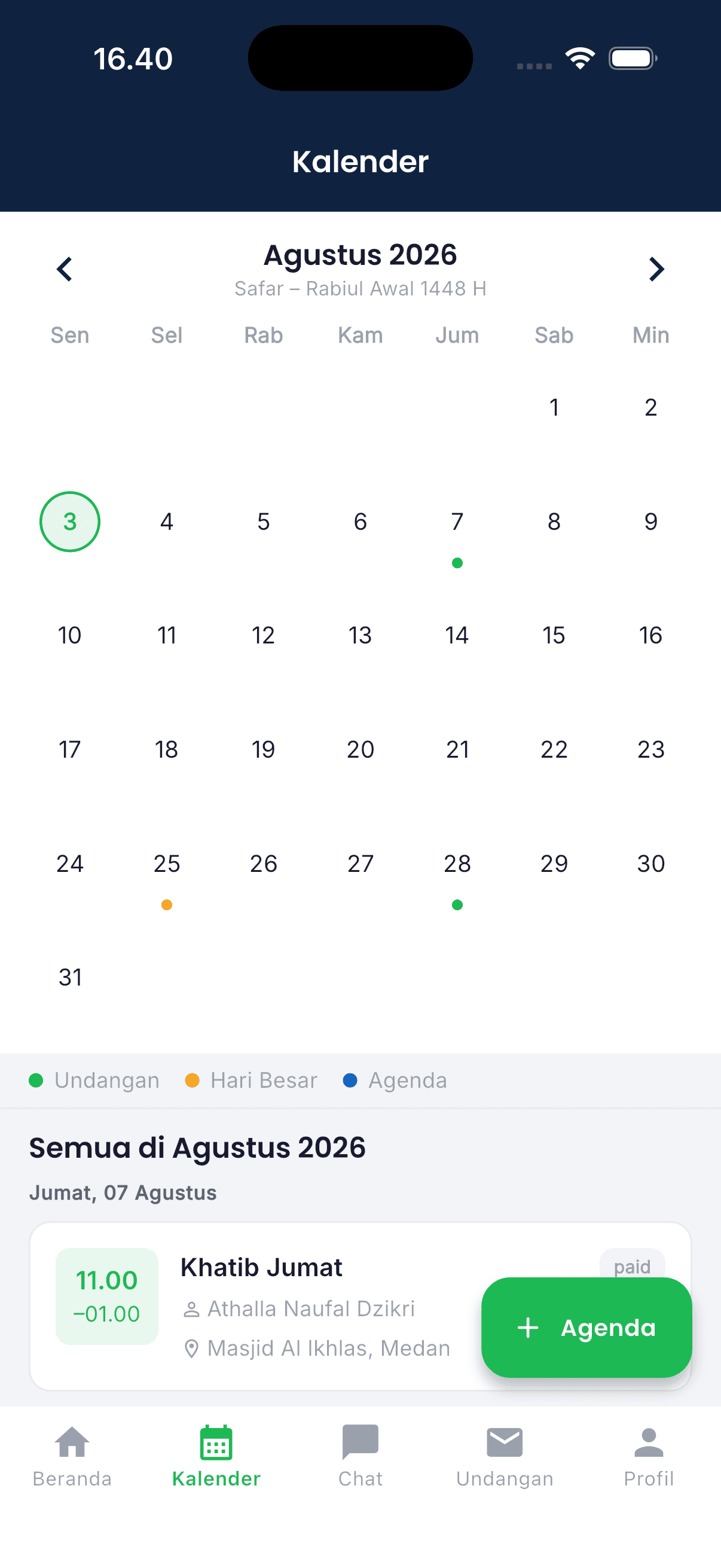 Jadwal yang mudah diperiksa